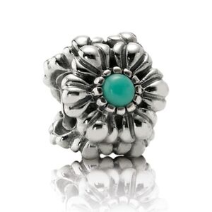 Pandora Sterling Silver December Birthday Blooms Bead with Turquoise - 790580tq